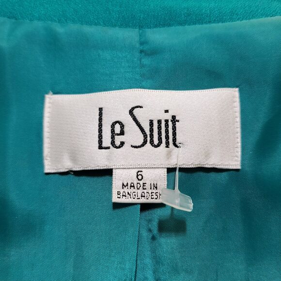 Le Suit Womens Single-Breasted Blazer Jacket 3/4 Sleeve Green Size 6 - Picture 6 of 12